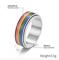Hete Verkoop Regenboog Email Kleurrijke Lijn Lgbtq Ring Roestvrij Staal Biseksuele Vrijheid Vinger Sieraden