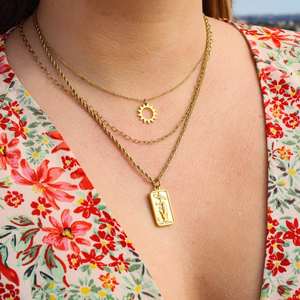 Custom Gepersonaliseerde 18K Gold <span class=keywords><strong>Tarot</strong></span> Hanger Ketting Zon Sterren Liefhebbers Rvs Witchy Sieraden Cadeaus Voor Haar - Product Image 2