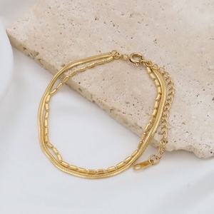 Bracciale in Acciaio Inossidabile a Doppio Strato con Catena a Osso di Serpente, Stile Europeo e Americano, Regalo Trendy per Migliori Amiche - Product Image 3