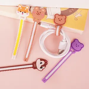 cute carton animal Rubber Cable Ties Straps for Wire Management Elastic Cable Organizer for Home Office