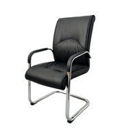 Chaise de bureau confortable pour salle de réunion, chaise de bureau en cuir noir sans roulettes
