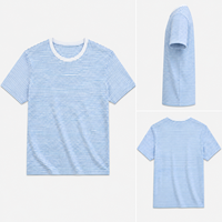 T-shirt personnalisé à rayures bretonnes pour homme, bleu et blanc, style nautique côtier, en coton, marque privée, OEM, ODM, fabricant de vêtements de villégiature