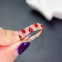 Factory Wholesale Luxury Romantic 18k Gold Plated Women's 925 Sterling Silver Ring Natural Pink Sapphire Wedding Party Gift