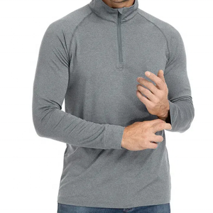 Chất lượng cao 1/4 Zip trùm đầu áo thun áo rắn tùy chỉnh trọng lượng nhẹ thoải mái thoáng khí UPF 50 + chống nắng dài - Product Image 2