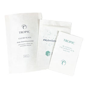 पर्यावरण के अनुकूल 3 पक्ष गर्मी सील क्राफ्ट पेपर बैग पुनरावृत्ति काले लोगो मुद्रित छोटे 5 ग्राम कागज पाउच - Product Image 2