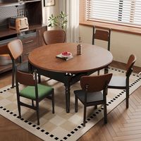 Ensemble de table et chaises de salle à manger en bois massif de style vintage, design moderne minimaliste de luxe léger, pour petites maisons, extensible et pliable