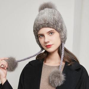 <span class=keywords><strong>Sombrero</strong></span> de <span class=keywords><strong>Paja</strong></span> con Pelo de Visón Natural Real, <span class=keywords><strong>Sombrero</strong></span> de <span class=keywords><strong>Paja</strong></span> Tejido de Dos Líneas para Mujer, Gorro de Invierno con Orejeras de Pelo, Gorro Grueso y Cálido con Pompón de Pelo de Zorro, DY-05 - Product Image 4