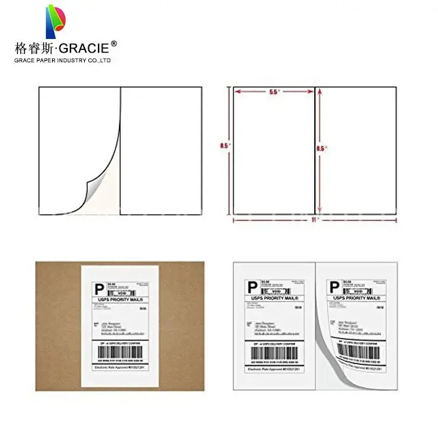 Etiquetas autoadhesivas de 4000 hojas, calcomanía A4, 2 por hoja, 210x297mm o usps, 5,5x8,5 pulgadas (2 cajas de cartón)