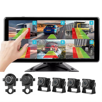 Monitor de Seguridad ADAS con Pantalla Táctil de 10.36 Pulgadas y 6 Canales, Cámara con Radar de Punto Ciego Inteligente, Sensor de Alarma de Punto Ciego para Camiones, Grabadora DVR