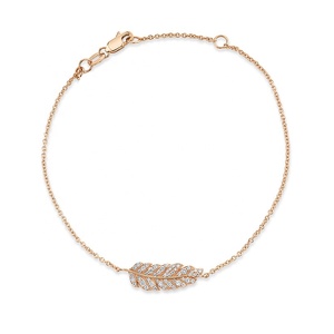 젬넬 황동 18k 금도금 참 큐빅 지르코니아 쥬얼리 잎사귀 참 펜던트 팔찌 - Product Image 4