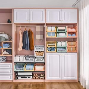 Plastic <strong>Drawer</strong> Organizer <strong>Stackable</strong> Shelf Baskets Cloth Closet Containers Bin Cubes Folding Wardrobe <strong>Storage</strong> <strong>Box</strong> - Product Image 2