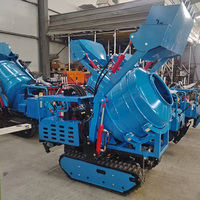 Mini-Raupenbetonmischer+Dumper-Transporter 4-in-1 Selbstladender Betonmischer-Lader Multifunktionaler Kettenbetonmischer