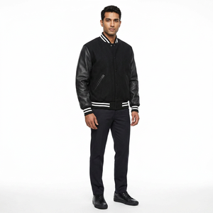 FINER THREADS Veste universitaire d'hiver pour homme de haute qualité, broderie personnalisée du logo sur le devant, col montant, respirante - Product Image 1