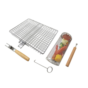 Juego <span class=keywords><strong>de</strong></span> 3 cestas <span class=keywords><strong>de</strong></span> parrilla con mango <span class=keywords><strong>de</strong></span> madera desmontable, adecuado para todas las parrillas <span class=keywords><strong>de</strong></span> carbón y <span class=keywords><strong>gas</strong></span>, accesorios para barbacoa, venta al por mayor - Product Image 1