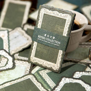 50 pièces/paquet matériel papier coucher de soleil retour à la série Shanhai Style rétro dentelle bordure bricolage décoratif Base Collage carte 6 modèles - Product Image 4