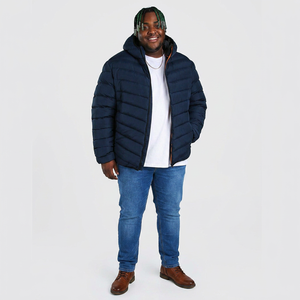 Veste matelassée zippée surdimensionnée pour homme, en toile brillante, col montant, personnalisée et de haute qualité - Product Image 1