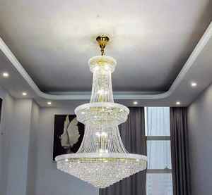 批发豪华欧式光泽金色水晶吊灯酒店别墅双层建筑客厅吊灯 - Product Image 4