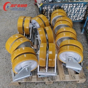<span class=keywords><strong>12</strong></span> Zoll Ultra Heavy <span class=keywords><strong>Industrial</strong></span> Plate Casters Doppelrad-Gusseisen kern mit PU-drehbarem Stahl material OEM-unterstützt - Product Image 5