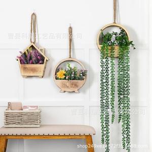 Support mural en bois pour plantes suspendues, forme irrégulière, décoration intérieure, style rétro campagnard - Product Image 1