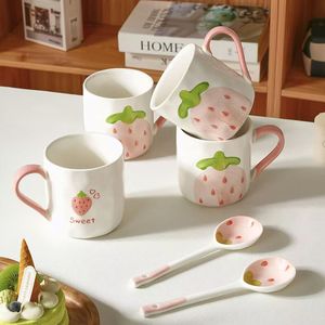 New Hot Sale Printed Strawberry Stoneware Ceramic <b>Mug</b> High Quality Large Capacity Embossed Design Business Gifts <b>Reusable</b> - Product Image 5