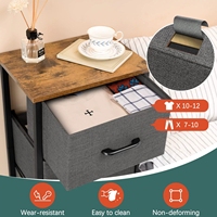 Table de chevet en tissu à 2 tiroirs, petite table d'appoint à structure métallique, coffre de rangement multifonctionnel pour salon