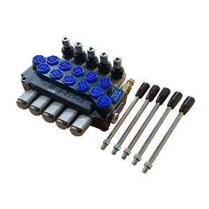 Válvula de control hidráulico monobloque con 5 palancas de control y tapas rojas para piezas de motor de maquinaria - Product Image 4