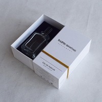 Nuevo Diseño, Botella de Perfume de Vidrio Transparente de Lujo con Pulverizador y Tapón Negro Redondo, 30ml 50ml 100ml, con Caja