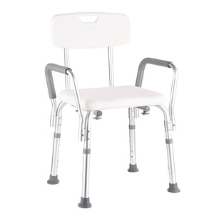 Aluminum Alloy Shower Chair With <b>Backrest</b> And Arms Adjustable Height Bathroom Seat For Elderly Toilet Use 120kg Capacity - Product Image 4
