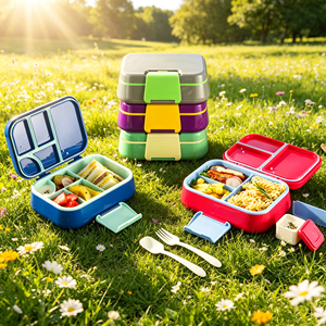 3-in-1 <b>Compartment</b> Bento <b>Box</b> 900ml/1000ml/1025ml PP5 Leakproof <b>Lunch</b> <b>Box</b> with Cutlery & Sauce <b>Box</b> Custom Logo - Product Image 1