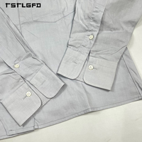 Kemeja Pria Gaya Cina Kustom OEM, Kancing Simpul, Placket Depan Asimetris, Lengan Panjang, Kerah Klasik
