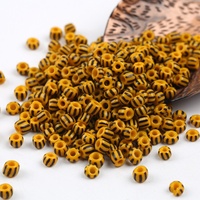 Manik-manik Kaca Bohemian Bergaris Motif Labu 5mm, Kemasan Besar 450g untuk Pembuatan Perhiasan Gelang DIY
