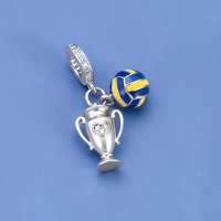 Breloques Pan Charms en argent, jaunes, bleus, blancs, en forme de ballon de volley avec perles en zircon, compatibles avec les bracelets originaux, bijoux pour athlètes sportifs, Berluque, nouveauté
