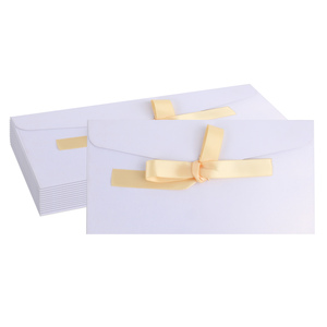 Bow <strong>Envelope</strong> Thickened Pearl Paper Ribbon Greeting Card Letter Making Creative Invitation,White,20 Piece/Set - Product Image 1