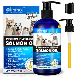 OIMMAI label pribadi Minyak Ikan peliharaan, cairan minyak ikan salmon omega 3 alami, minyak salmon Liar murni untuk anjing kucing