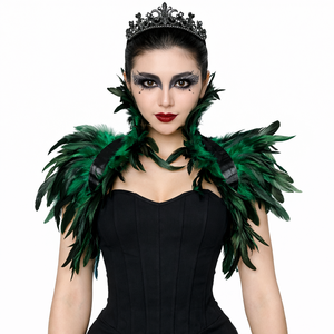 Accessoires de costume de danse pour spectacle sur scène, festival, défilé, soirée en boîte de nuit : Épaulettes et châle d'épaule de luxe en plumes réglables - Product Image 4