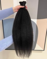 Vente en gros de haute qualité Remy trame blanc crépus Yaki tressage cheveux gris crépus raides en vrac cheveux pour tresses