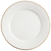 Assiette à dîner occidentale en porcelaine blanche pure, assiette à steak à bord doré, assiette plate, plat à os, compatible micro-ondes, moderne et minimaliste