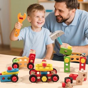<b>Wooden</b> Construction Building Toy Play <b>Tools</b> Set With <b>Tool</b> <b>Box</b> Great Educational Stem Toys for Kids - Product Image 4