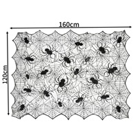 Nouvelle nappe en dentelle toile d'araignée noire pour le Festival des Fantômes d'Halloween, chemin de table brodé d'araignées effrayantes