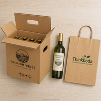 Boîte d'expédition de luxe pour 6 bouteilles de vin à double paroi, en carton ondulé avec poignée, étui en carton recyclable, Offre Maître