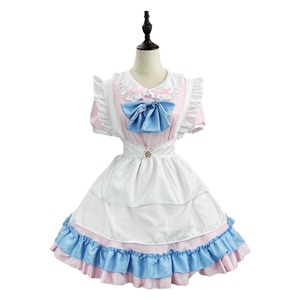 Sweet Maid Outfit Plus Size Pink White Bell Collar Dress Cosplay Costume Halloween Costume Women's Sexy Costumes - Product Image 5