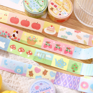 1 rouleau de ruban adhésif en papier Yoyo's Diary, illustrations minimalistes de style coréen, matériel pour agenda <span class=keywords><strong>d</strong></span>'enfants, ruban adhésif - Product Image 1