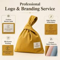 Pochette en velours style japonais avec logo personnalisé, sac cadeau de luxe en satin pour demoiselle d'honneur, sac de rangement cosmétique, OEM