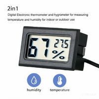 Terrario para Reptiles de Interior FY-12, Mini Termómetro Higrómetro Digital LCD Integrado con Sensor de Cable de 1 m