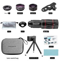 Téléobjectif externe universel pour téléphone, kit 3-en-1 grand angle macro fisheye 28x, télescope monoculaire haute définition pour concerts