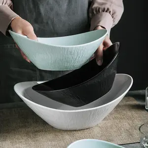 Korean Style Cheap Price Porcelain Kitchenware Ingots Bowls Tableware Ceramic Dinnerware Soup Bowl Boat Bowl