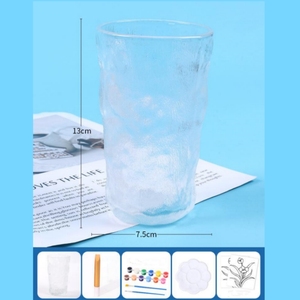 Taza de cristal pintada a mano hecha a mano para el Día de los niños, juego de <span class=keywords><strong>pintura</strong></span> de cristal para colorear Diy <span class=keywords><strong>con</strong></span> 12 colores de <span class=keywords><strong>pintura</strong></span> acrílica, taza de cristal Diy - Product Image 3