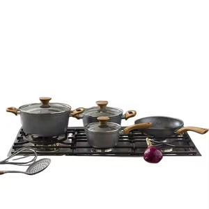 Màu Đen Hữu Ích Lẩu Nhôm Cách Điện Granite Soong Kho Men Nấu Ăn Chậu <span class=keywords><strong>Set</strong></span> Với 1 Chảo Bộ Đồ Nấu Nướng Bộ - Product Image 6