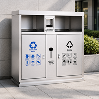 Station de recyclage en acier inoxydable, armoire de tri des déchets avec bac à cigarettes pour bureau, centre commercial, espace public, logo personnalisé