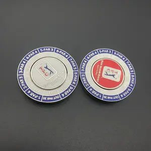 High Quality 40mm 2 Size Logo Enamel Golf Accessories Custom Magnetic Poker Chip Golf Ball Markers